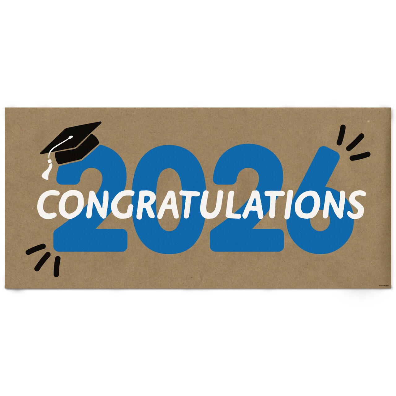 Big Dot of Happiness Blue Class of 2026 Graduation Kraft Paper Banner, Congratulations 2026 Printed Brown Paper Party Sign Decoration – 1 Count